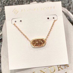 New Kendra Scott Elisa Rose Gold Drusy Necklace